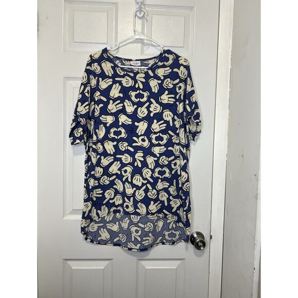 LuLaRoe Disney Blue Mikey Mouse Hands Size Medium Irma Tunic Top Soft Strech - Picture 2 of 10